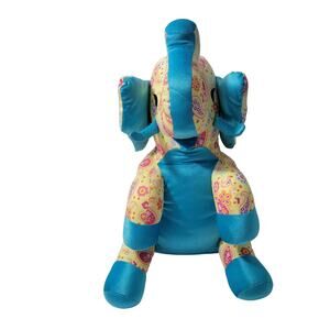 PIer 1 Imports Yellow & Blue Geometric Print Elephant Size 23" Plush 6822-1PL3